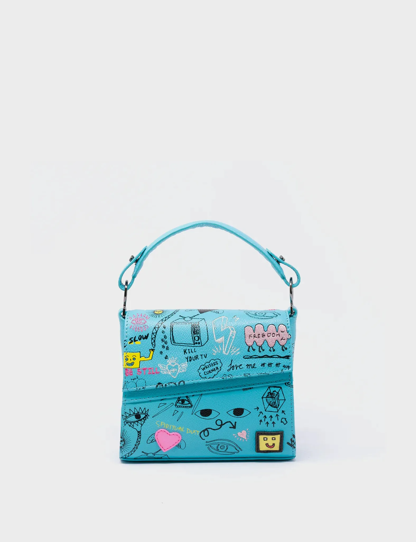 Anastasio Micro Crossbody Handbag Blue Leather - Urban Doodles Design
