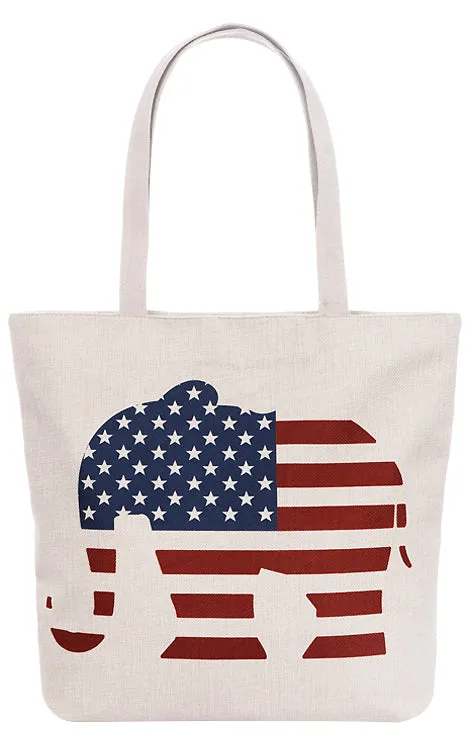 AO827 Elephant Print Tote Canvas Bag