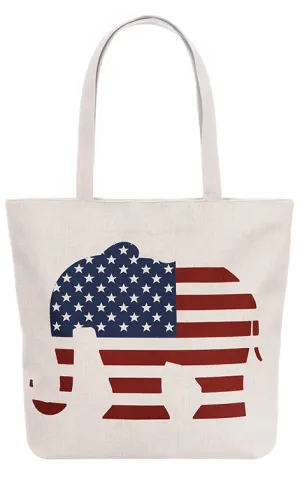 AO827 Elephant Print Tote Canvas Bag