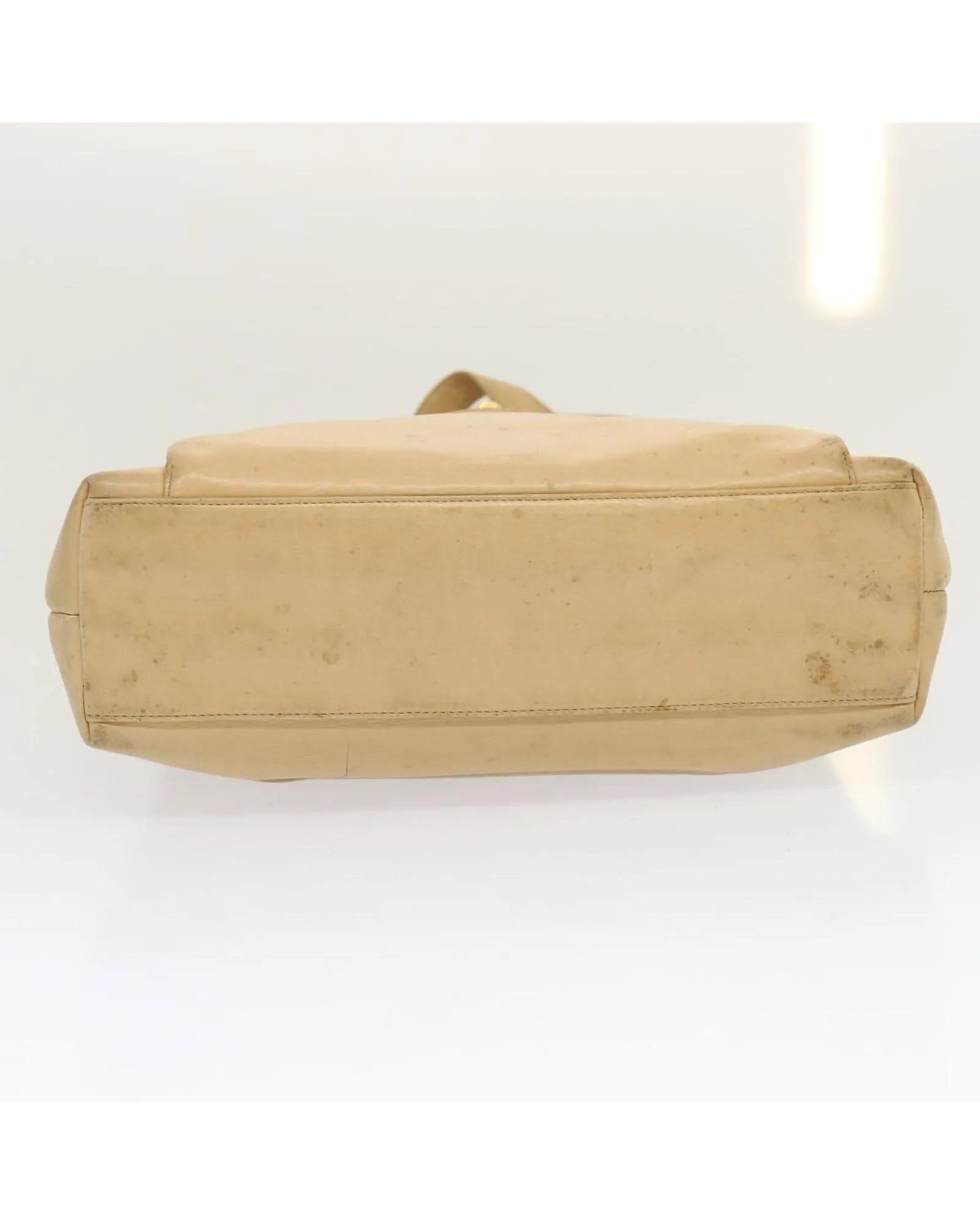 Authentic Chain Tote Bag in Beige Leather
