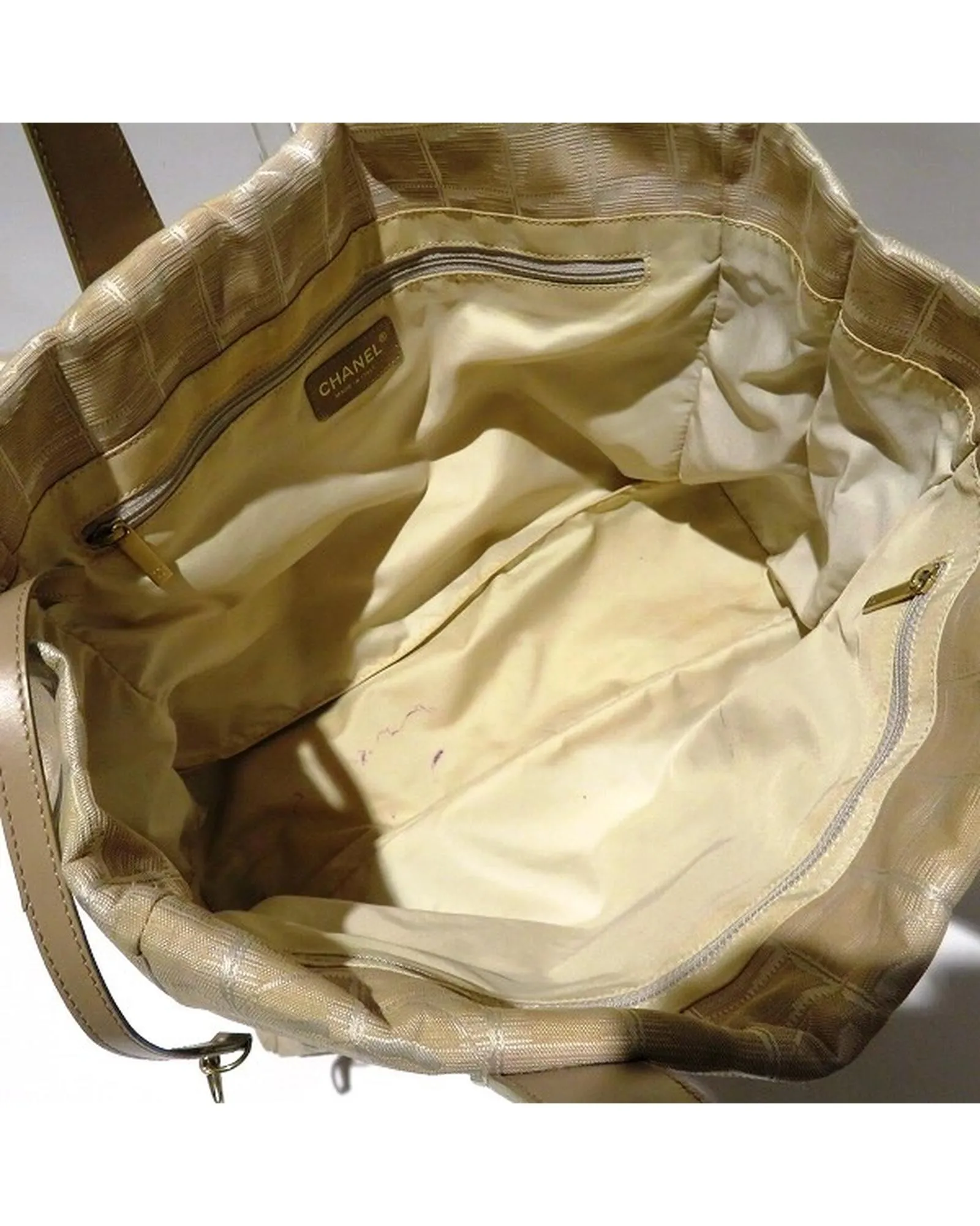 Authentic Chanel Neutral Travel Tote Bag in Good Condition