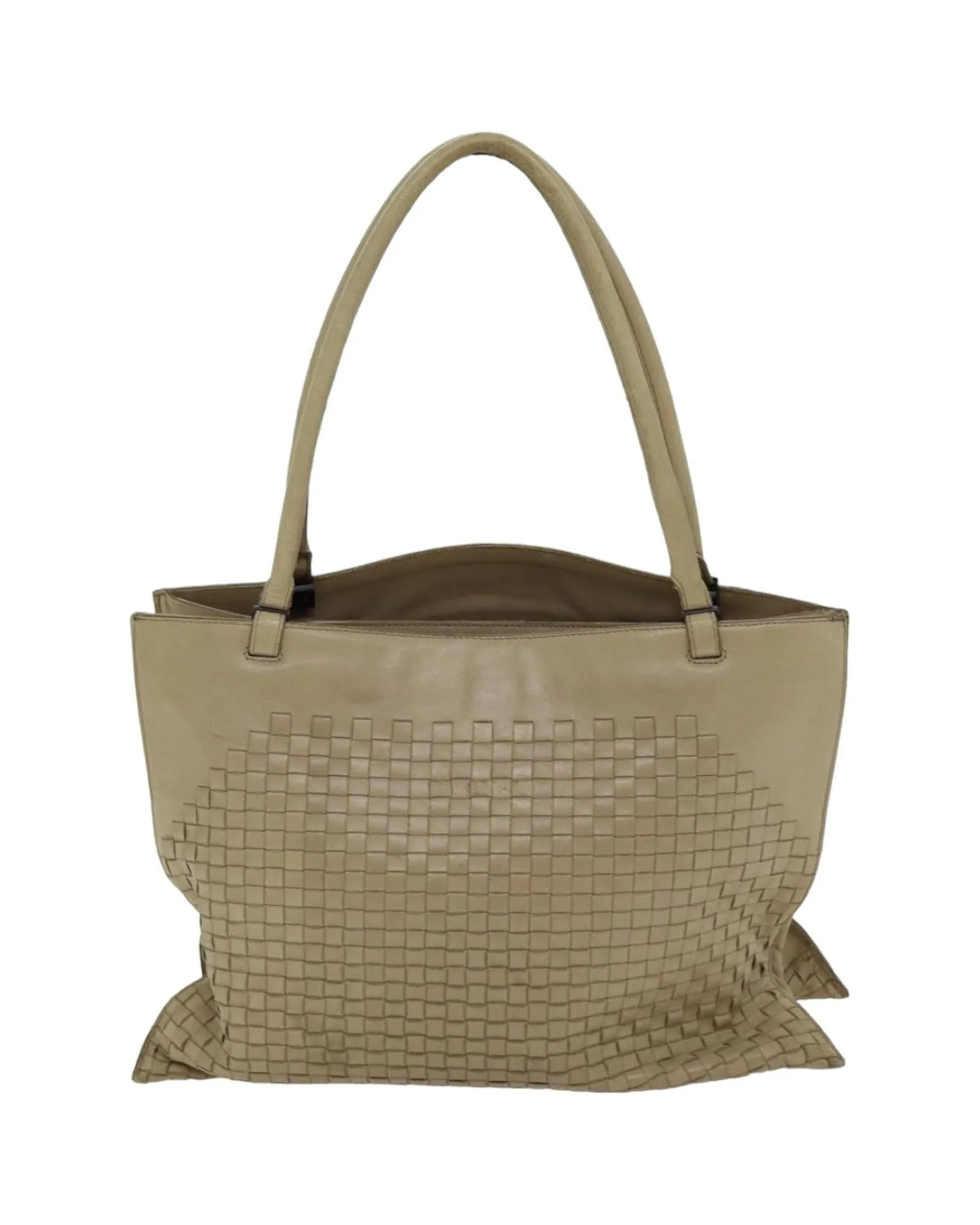 Beige Leather Intrecciato Tote Bag by Bottega Veneta