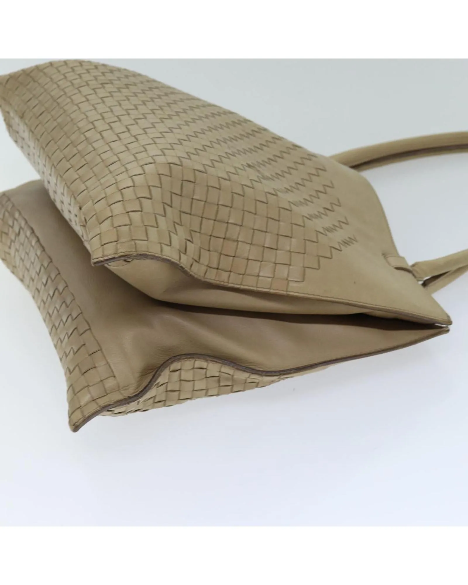 Beige Leather Intrecciato Tote Bag by Bottega Veneta