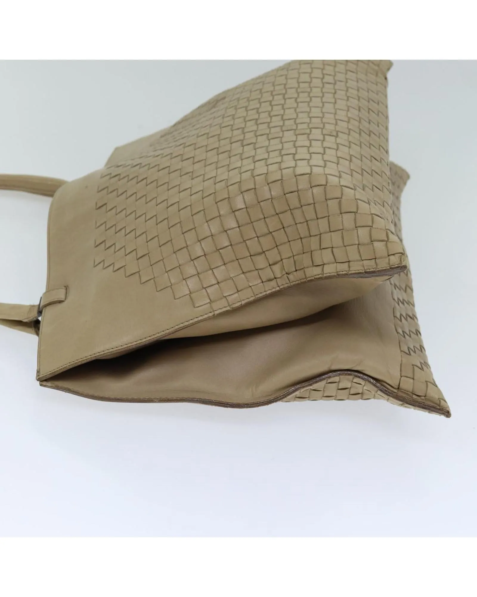 Beige Leather Intrecciato Tote Bag by Bottega Veneta
