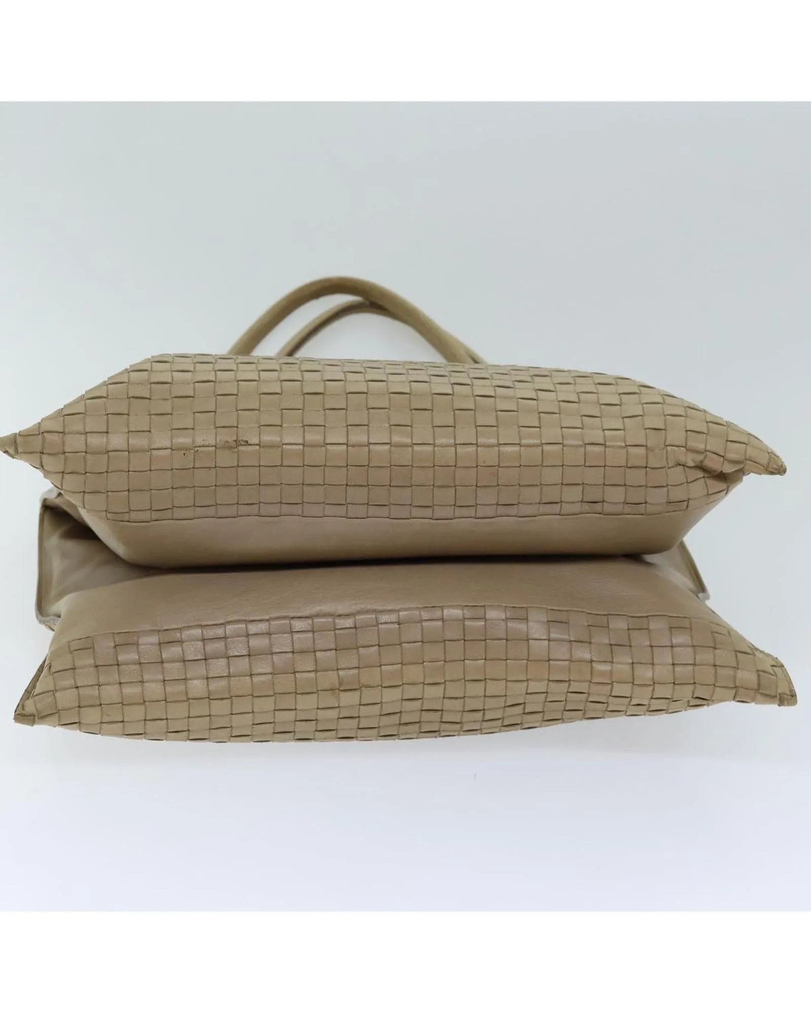Beige Leather Intrecciato Tote Bag by Bottega Veneta