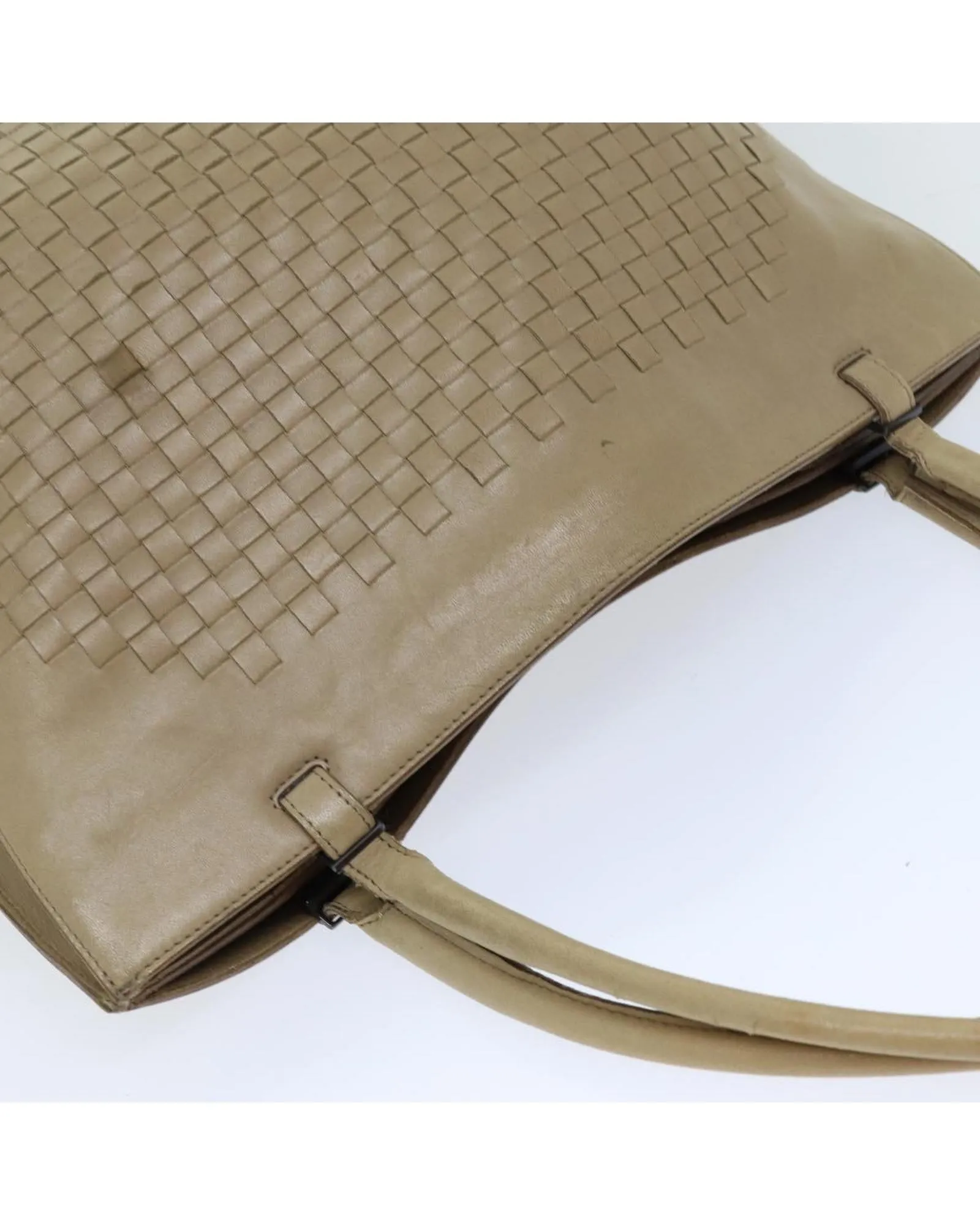 Beige Leather Intrecciato Tote Bag by Bottega Veneta