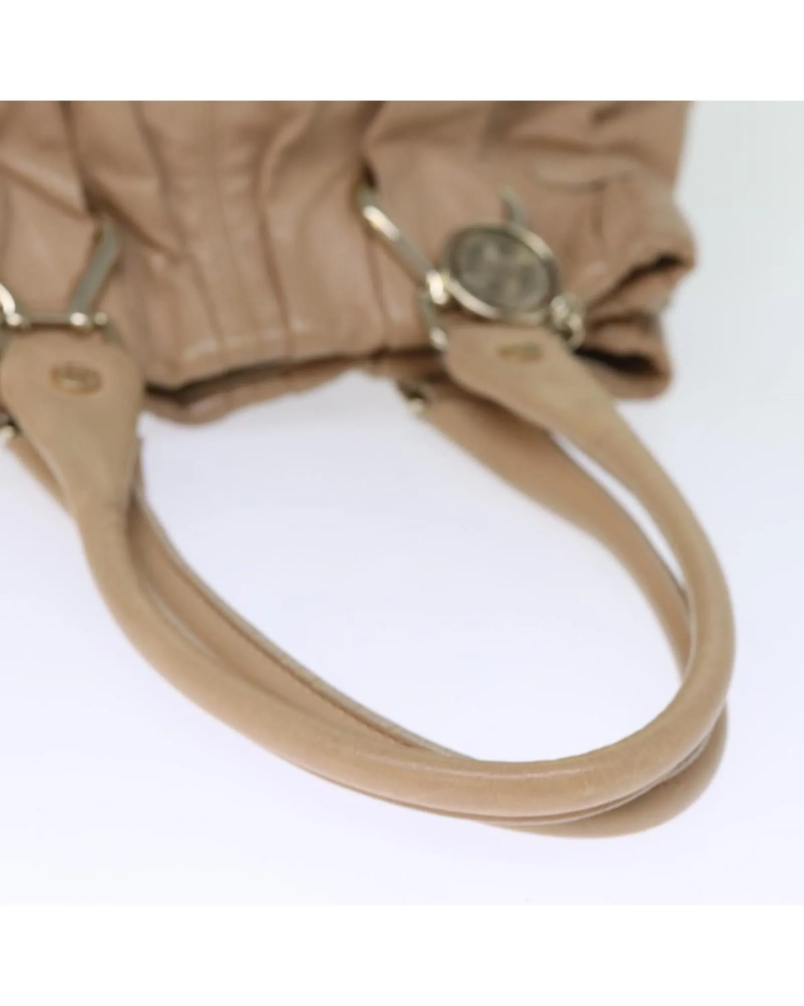 Beige Leather Tote Bag with Scratches and Rubbing