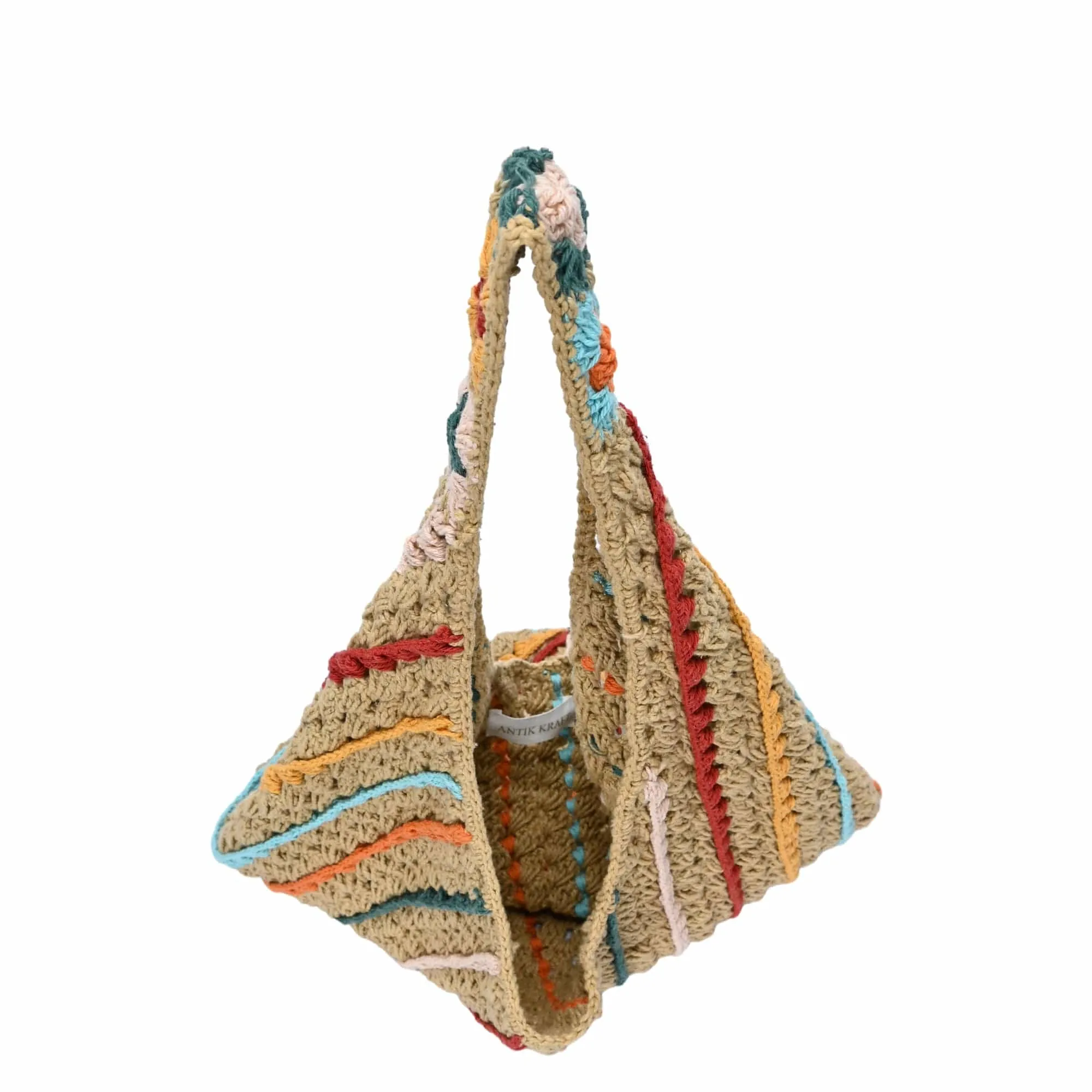 BGAIN158 Rainbow Crochet Hobo Tote Bag
