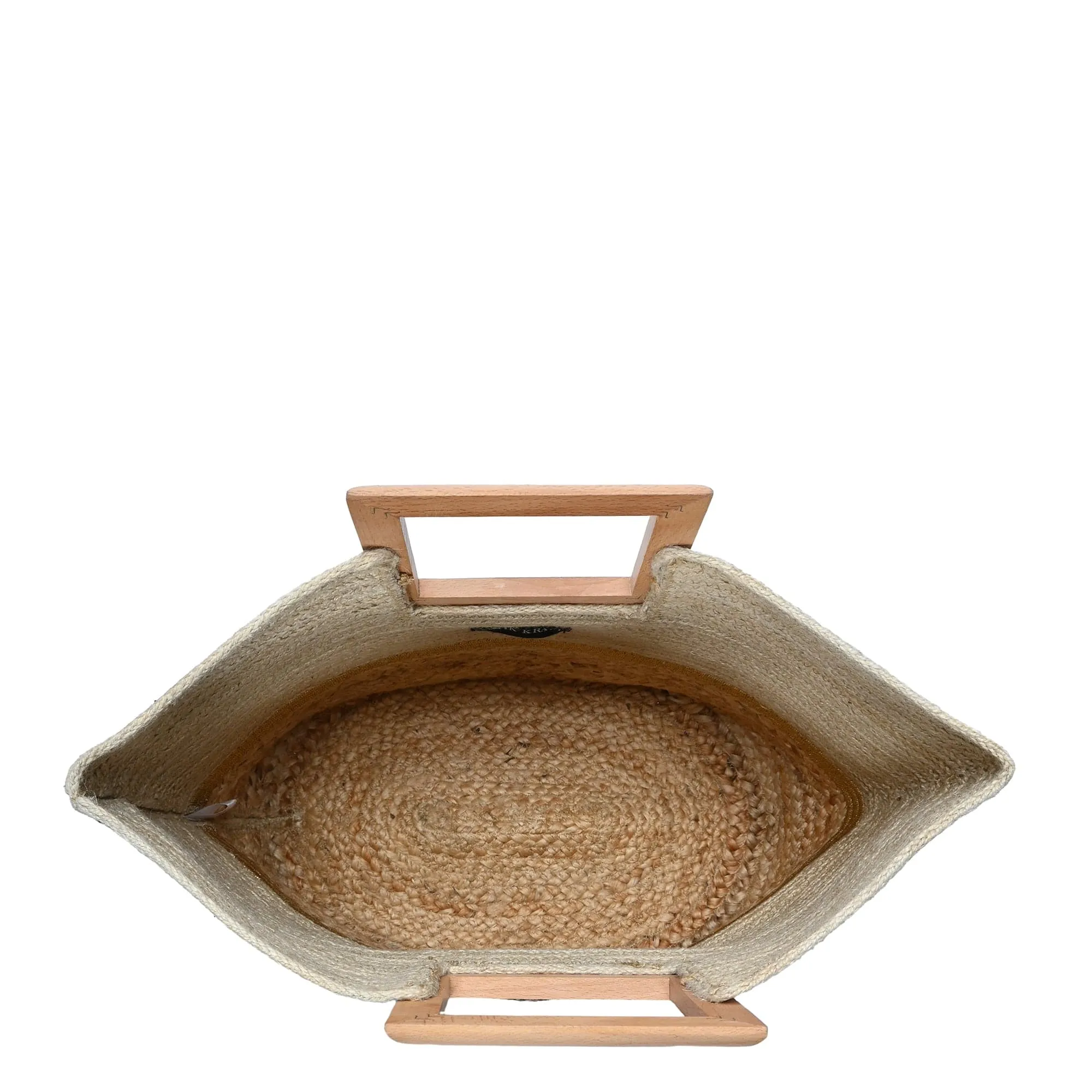BGAIN204 Handmade Tropical Jute Tote With Light Wood Handles