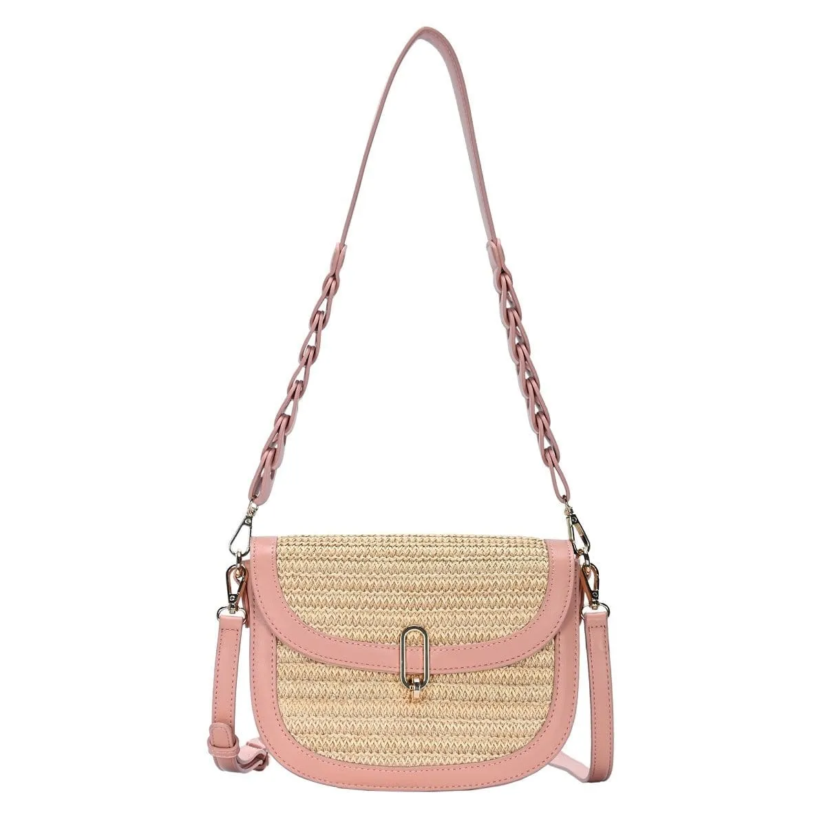 BGT4552 Straw Leather trim Crossbody