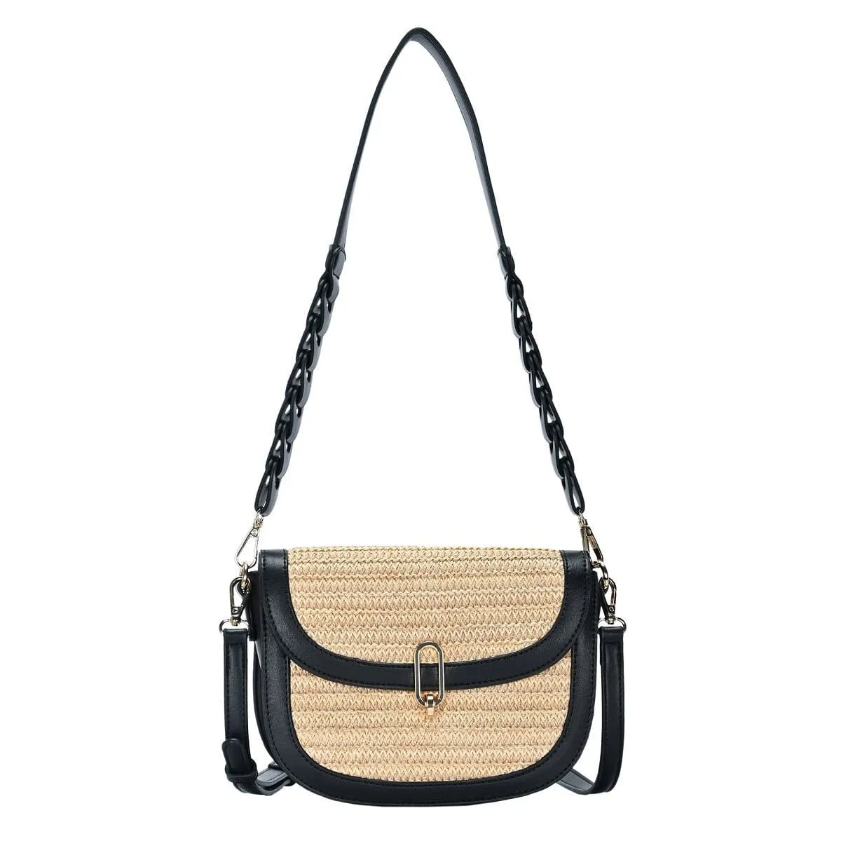 BGT4552 Straw Leather trim Crossbody