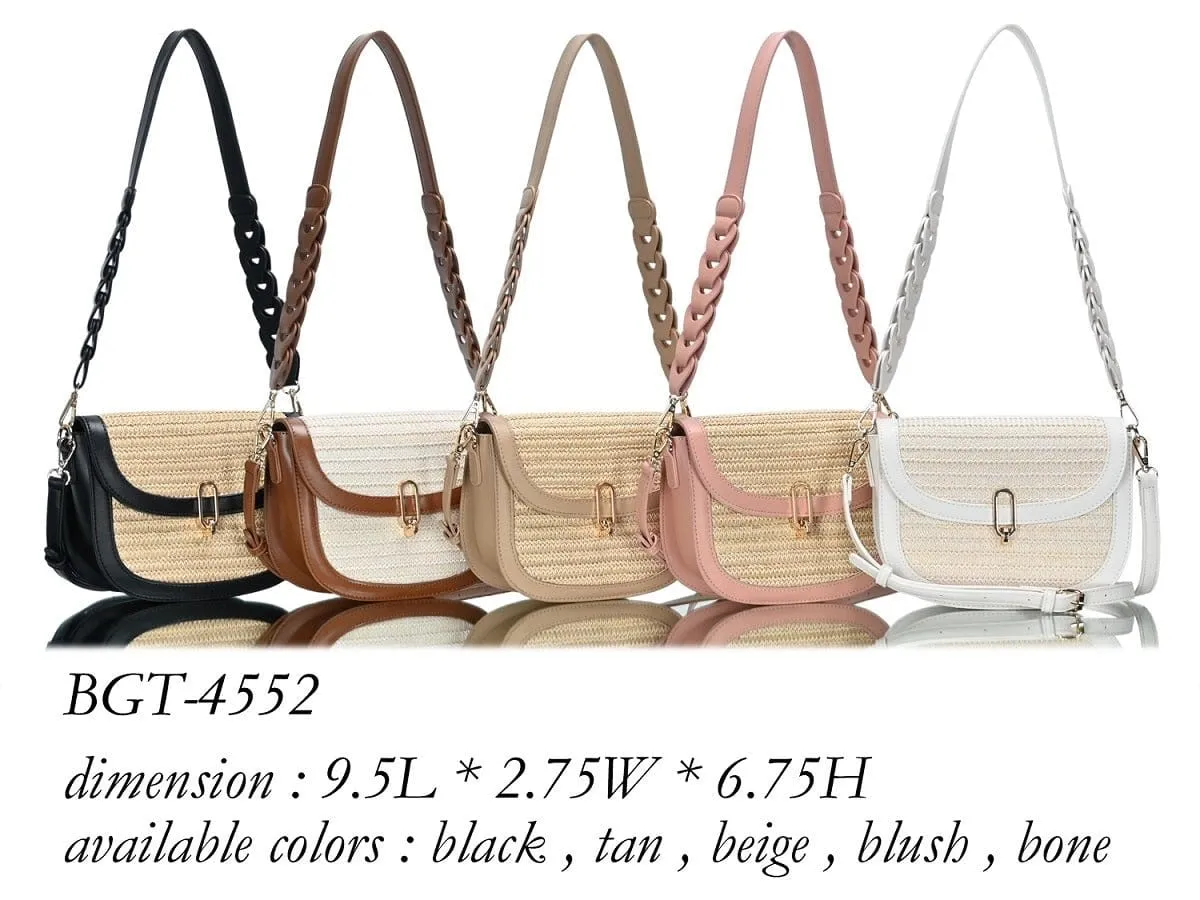 BGT4552 Straw Leather trim Crossbody