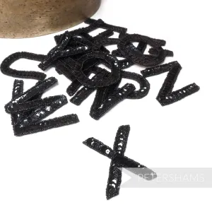 Black Sequin & Beaded Alphabet Motifs