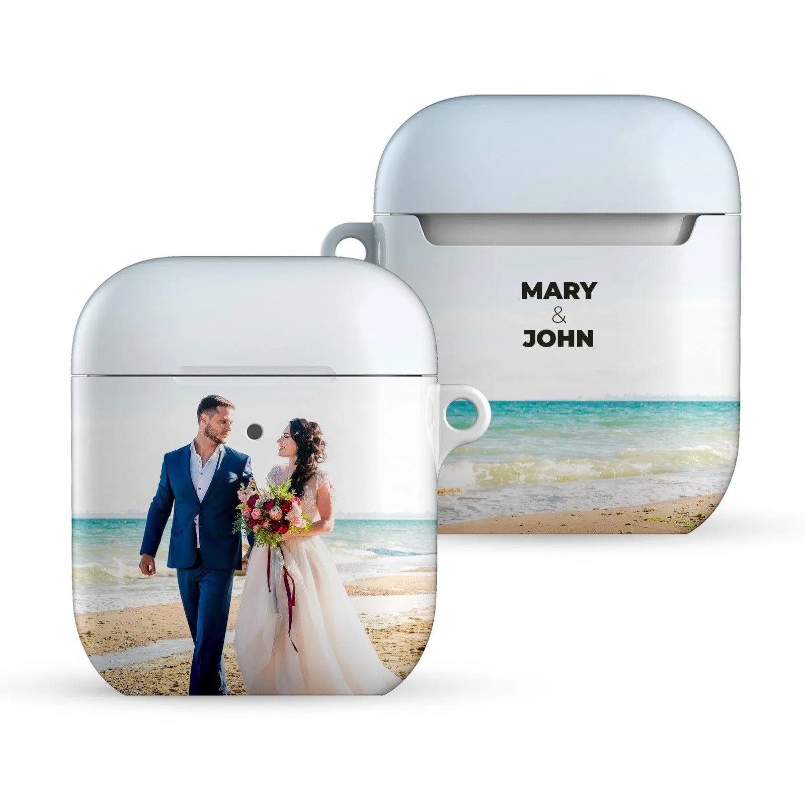 Blue Camo Editable Text All Over Print Airpods Case