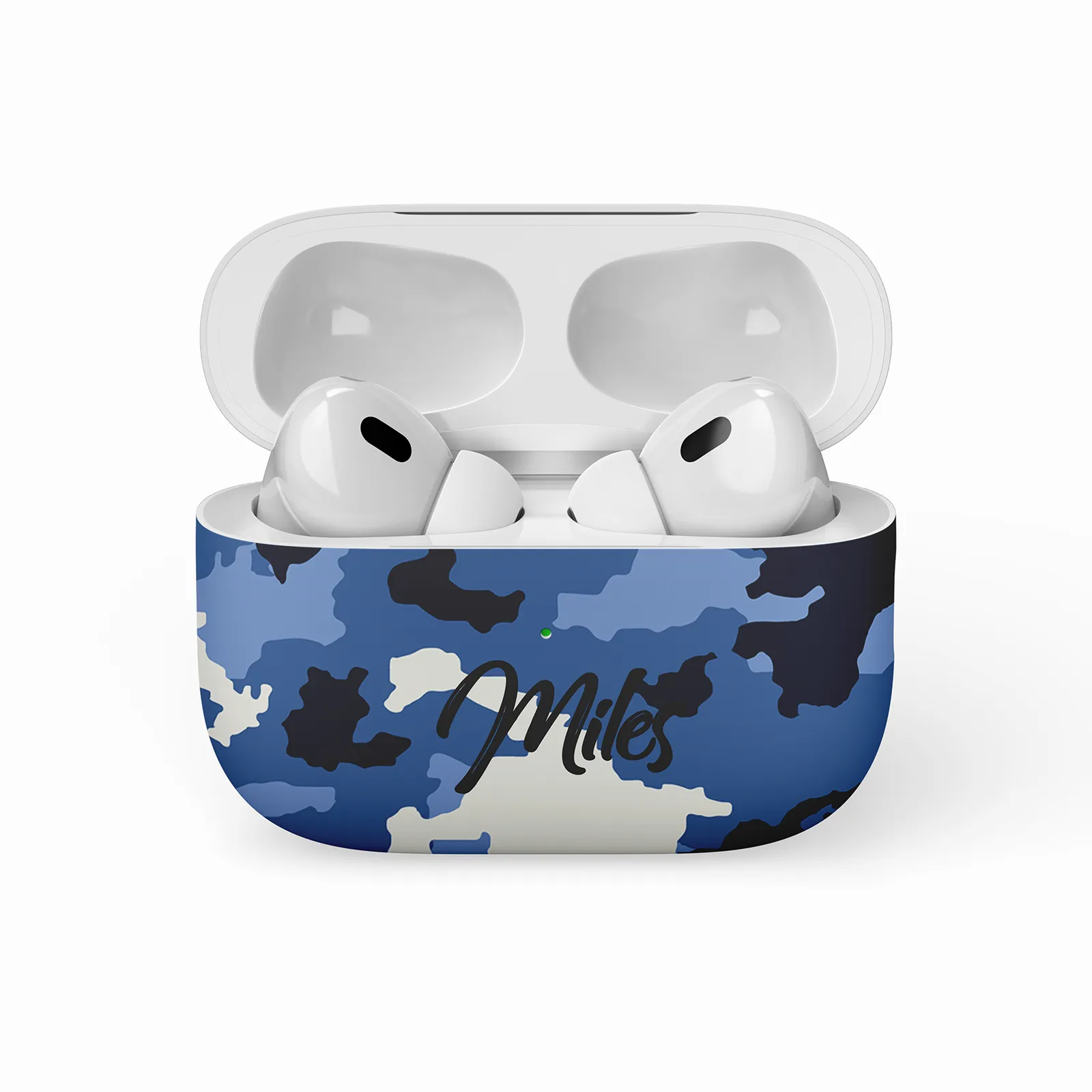 Blue Camo Editable Text All Over Print Airpods Case