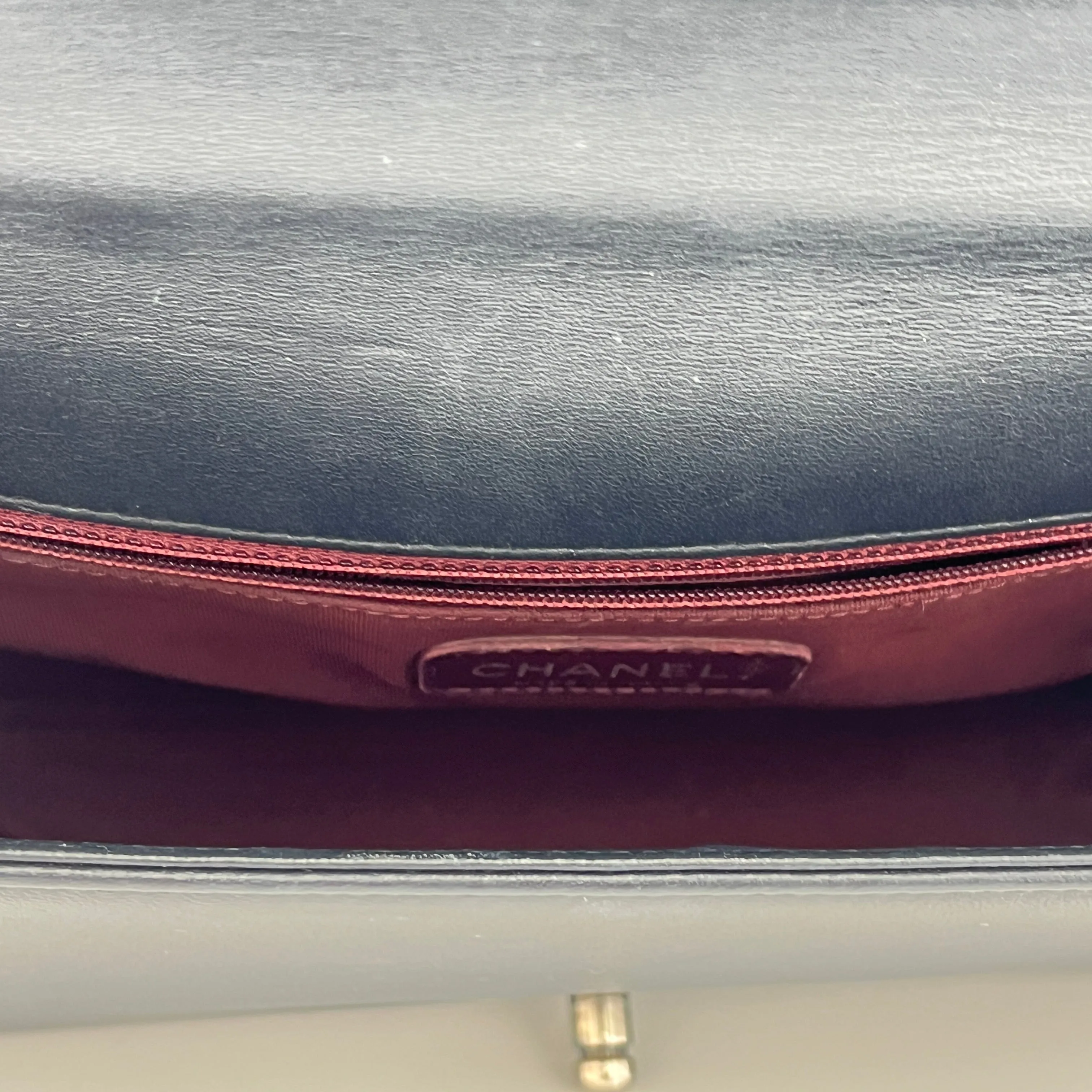 Boy Chevron New Medium Navy Shoulder Bag in Calfskin, Ruthenium hardware