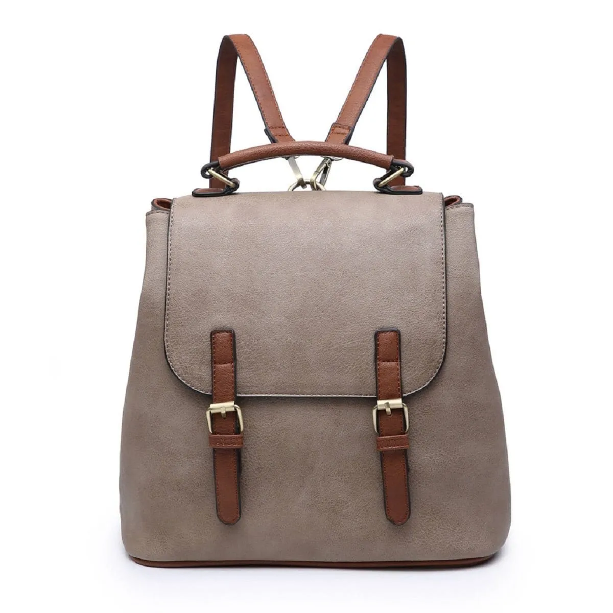BP1891 Vegan Leather Convertible Flapover Backpack