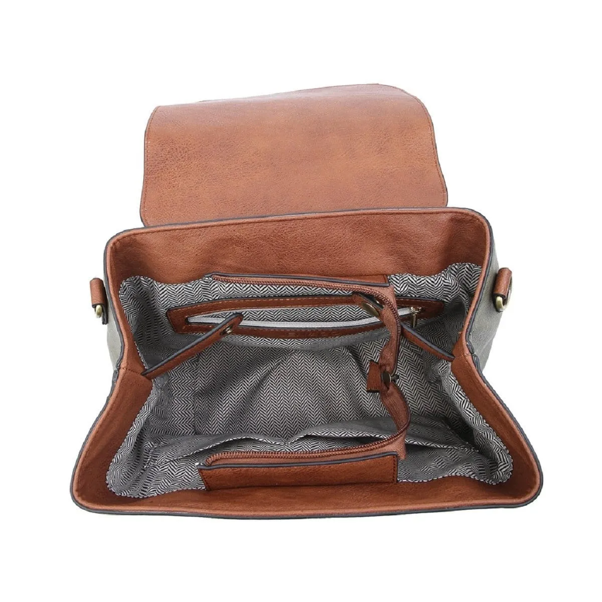 BP1891 Vegan Leather Convertible Flapover Backpack