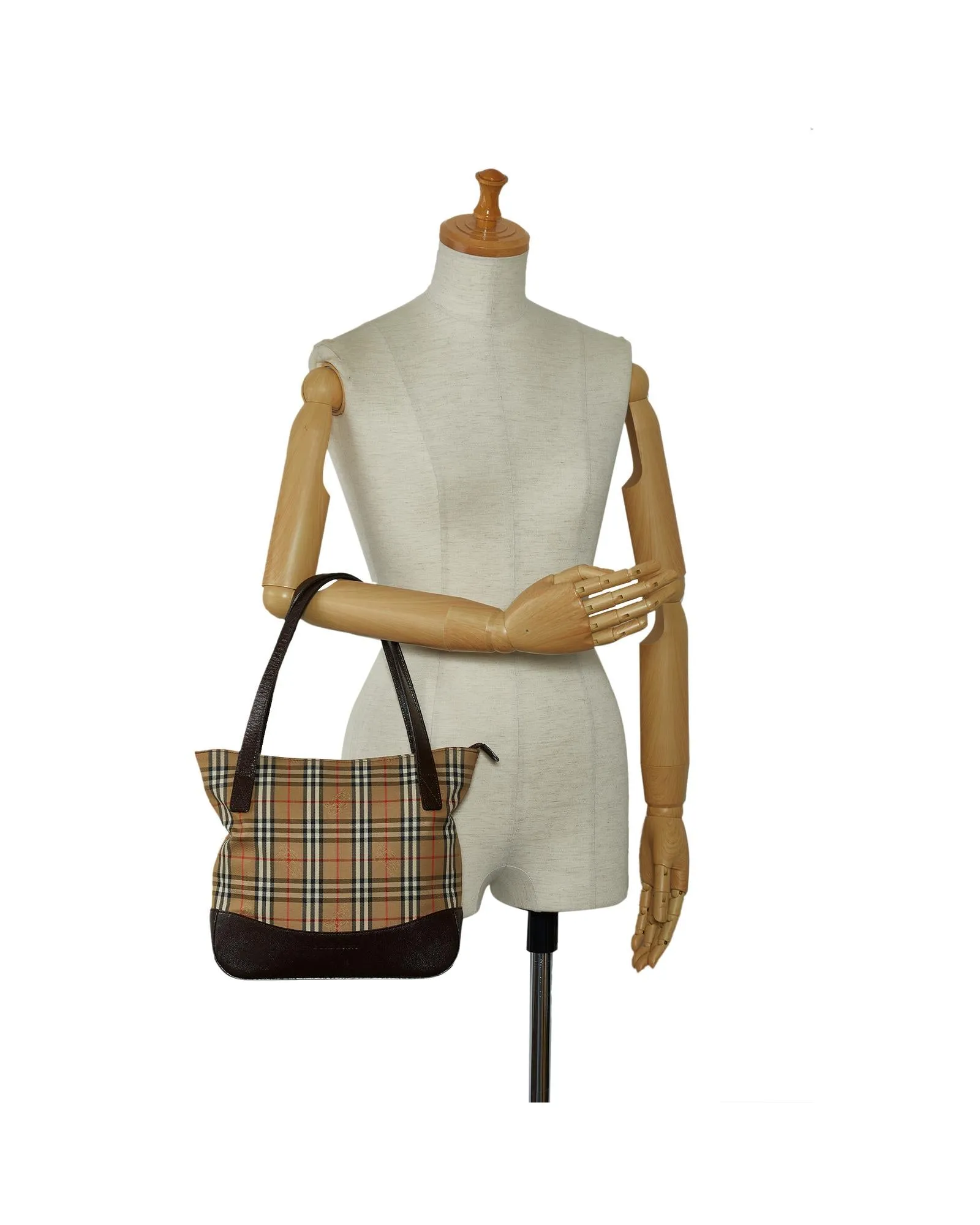 Canvas and Leather Zip-Top Handbag