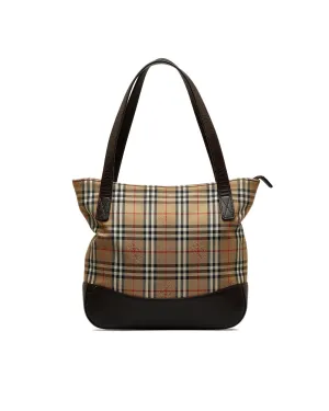 Canvas and Leather Zip-Top Handbag