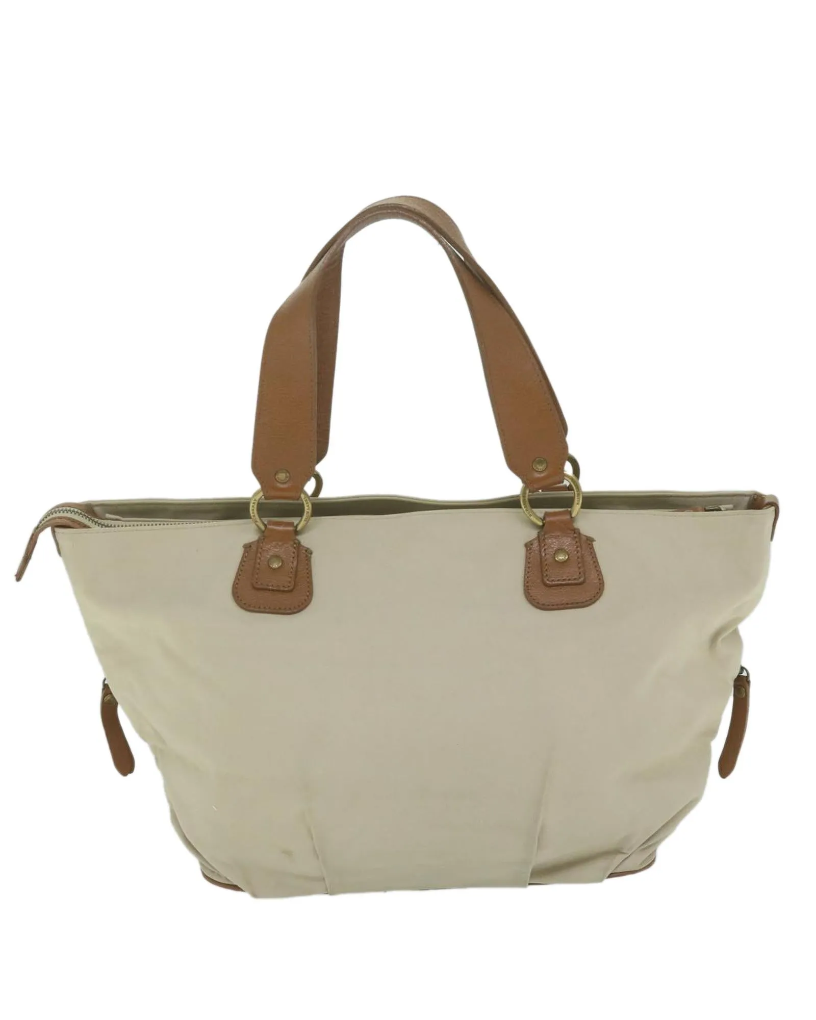 Canvas Tote Bag with Multiple Compartments - Beige
