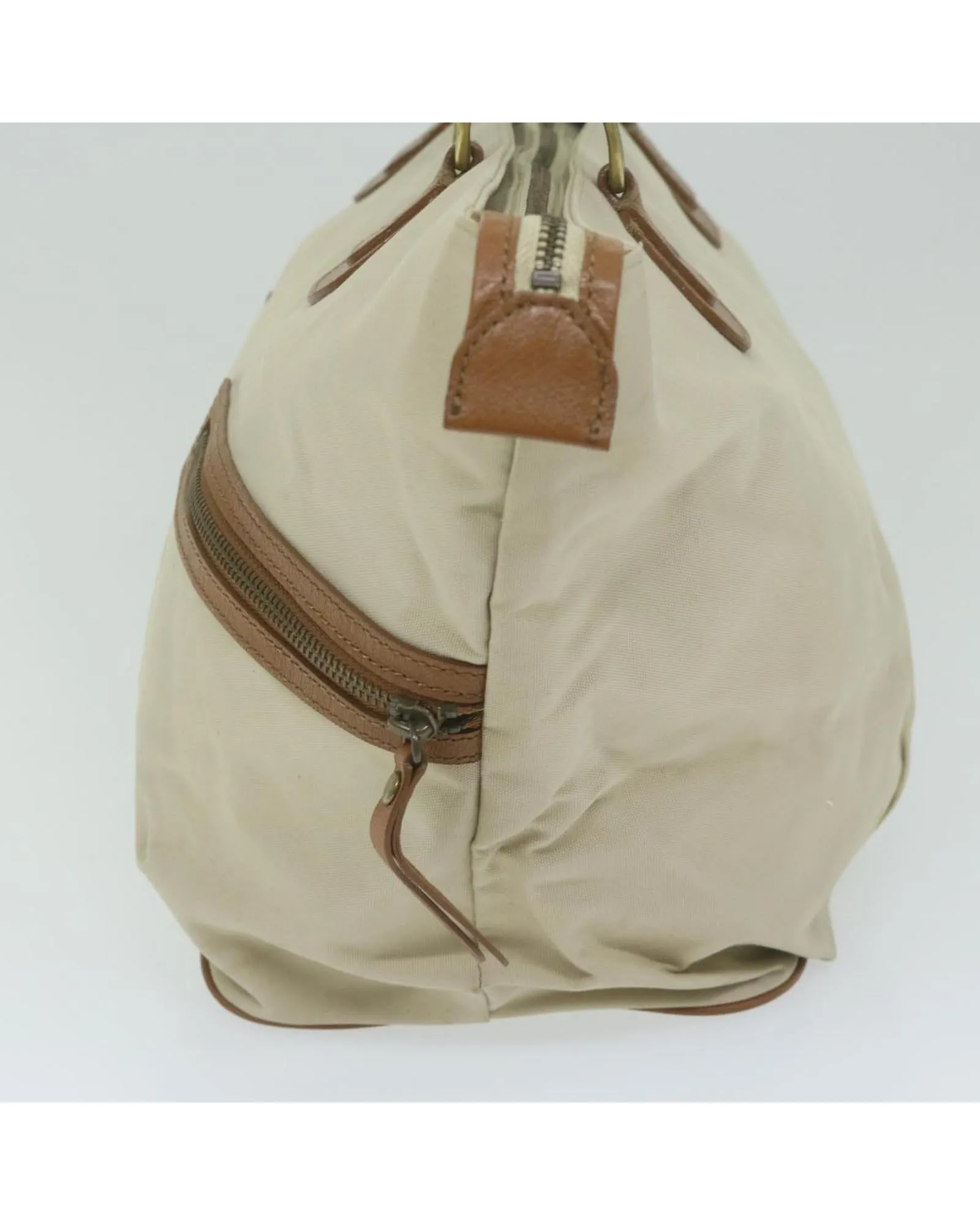 Canvas Tote Bag with Multiple Compartments - Beige