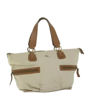 Canvas Tote Bag with Multiple Compartments - Beige
