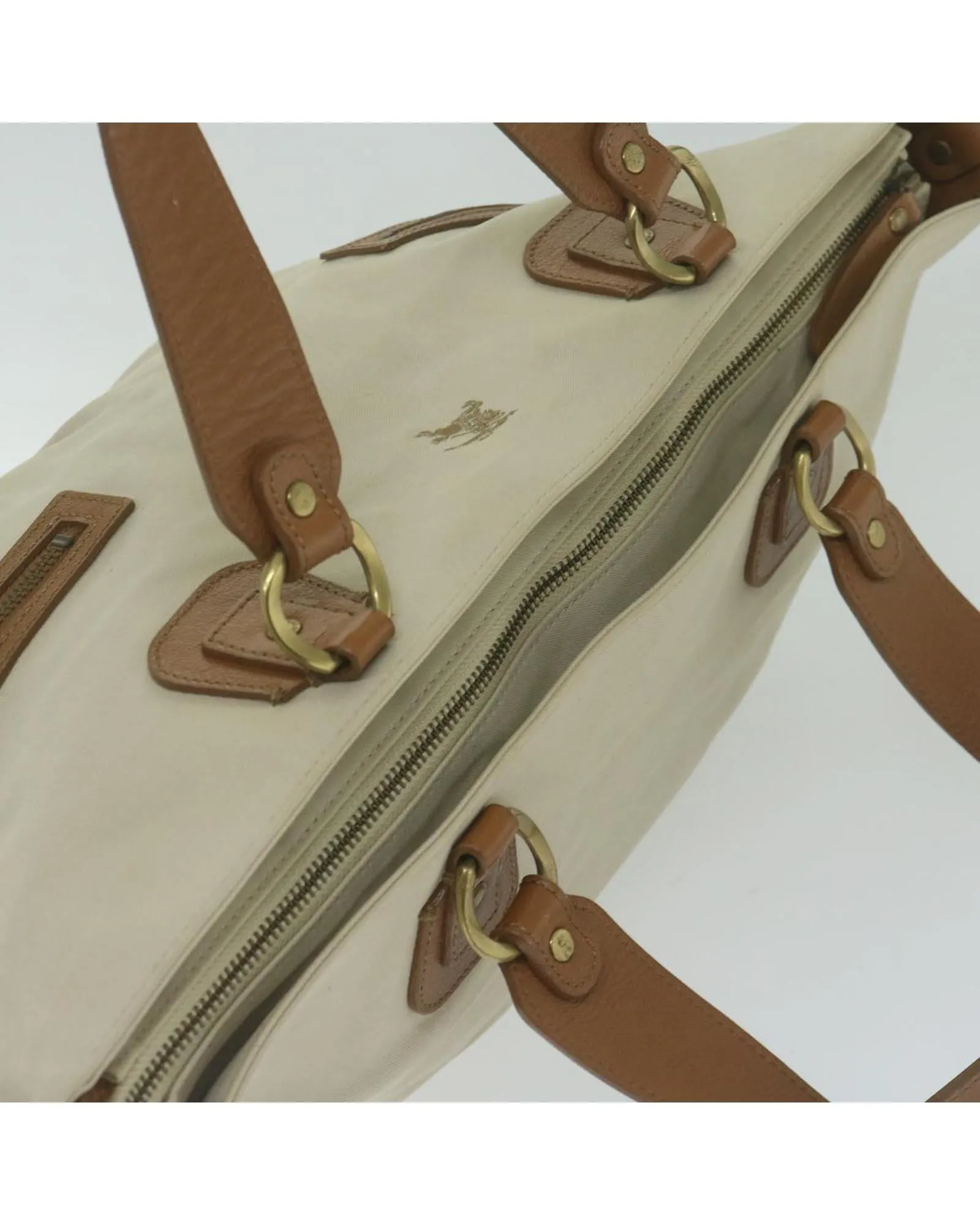 Canvas Tote Bag with Multiple Compartments - Beige