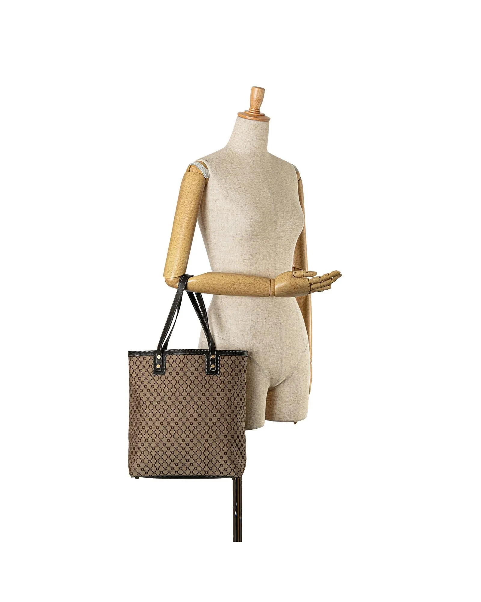Canvas Tote with Leather Trim and Interior Pockets