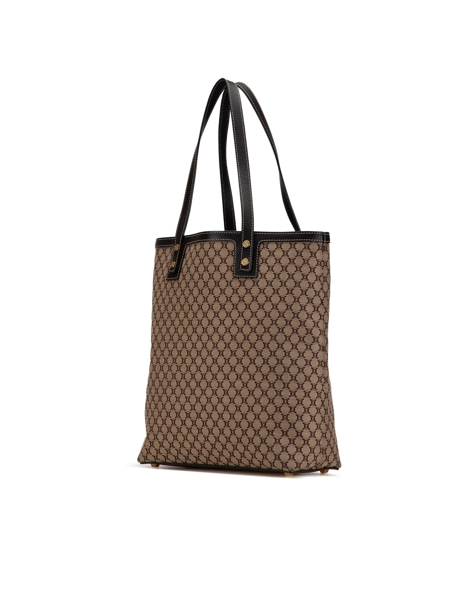 Canvas Tote with Leather Trim and Interior Pockets