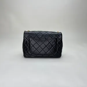 CC Flap Small Black Crossbody Bag in Lambskin, Gold hardware