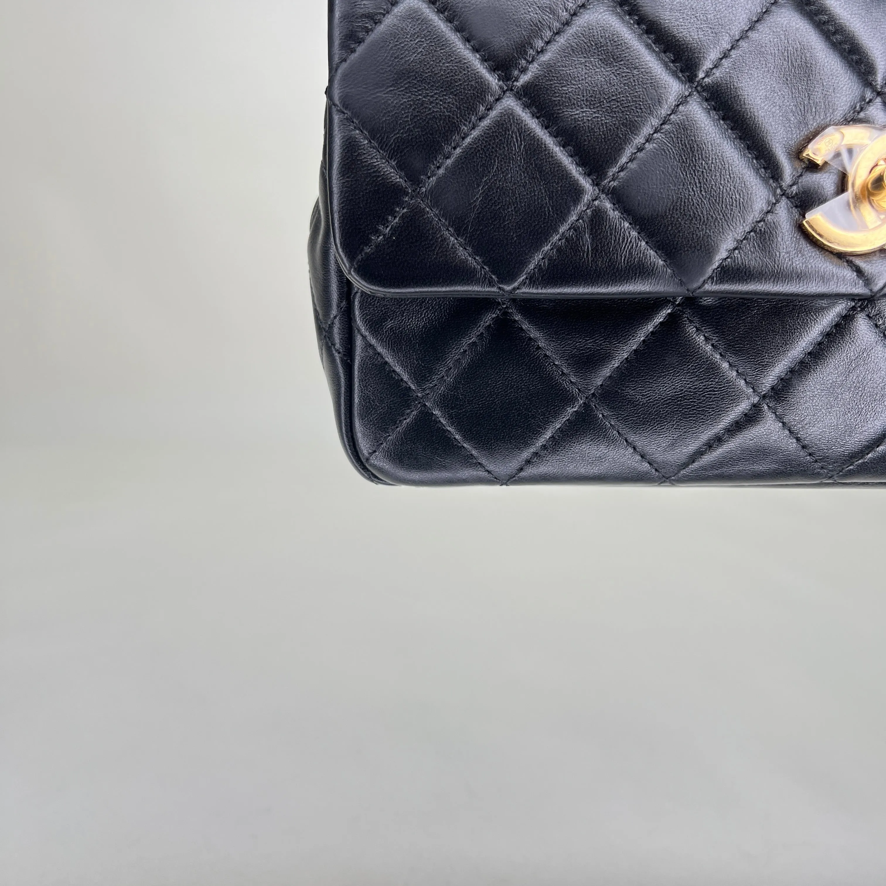 CC Flap Small Black Crossbody Bag in Lambskin, Gold hardware