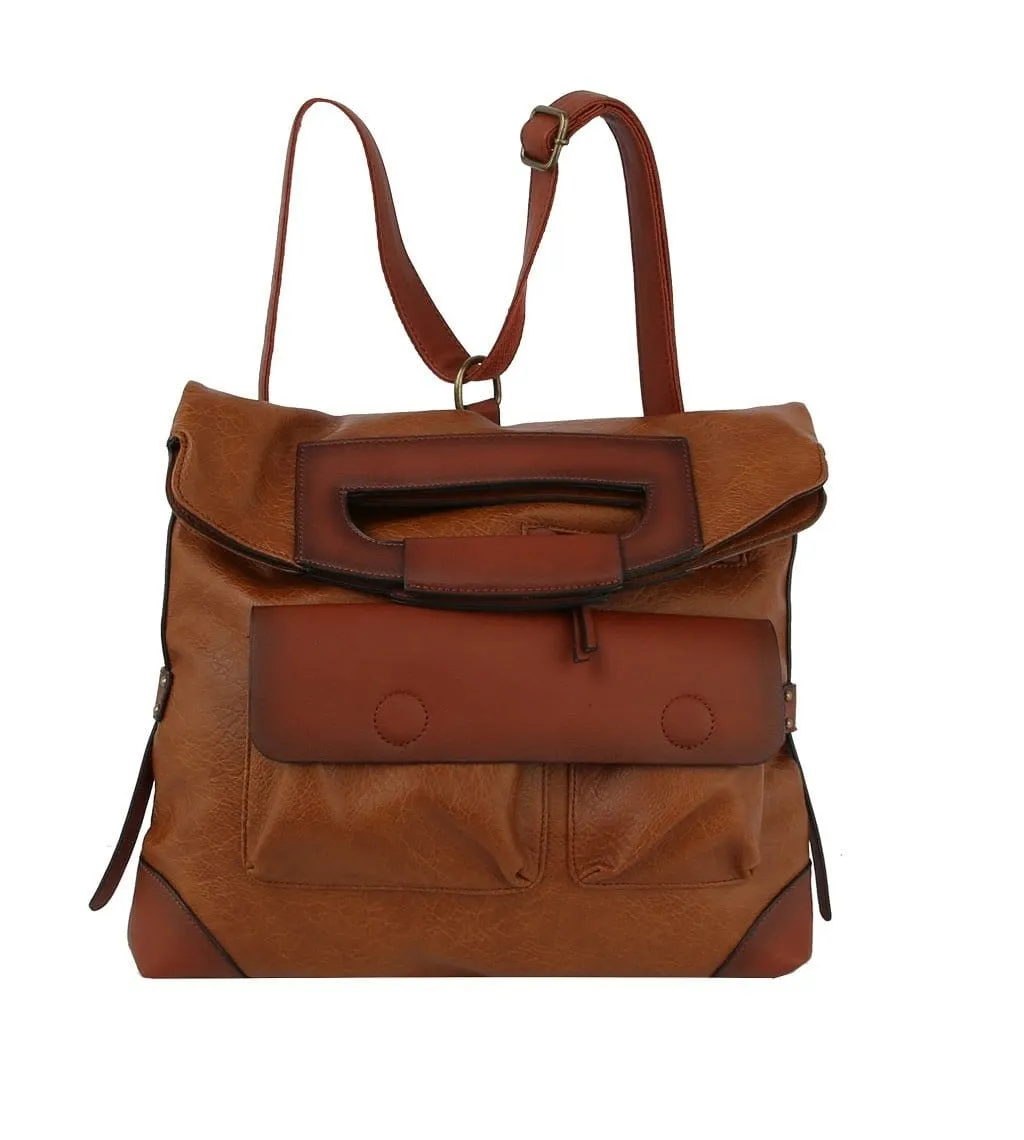 CMS023 Fashion Colorblock Convertible Backpack