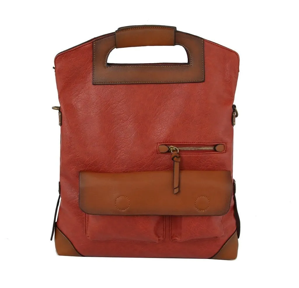 CMS023 Fashion Colorblock Convertible Backpack
