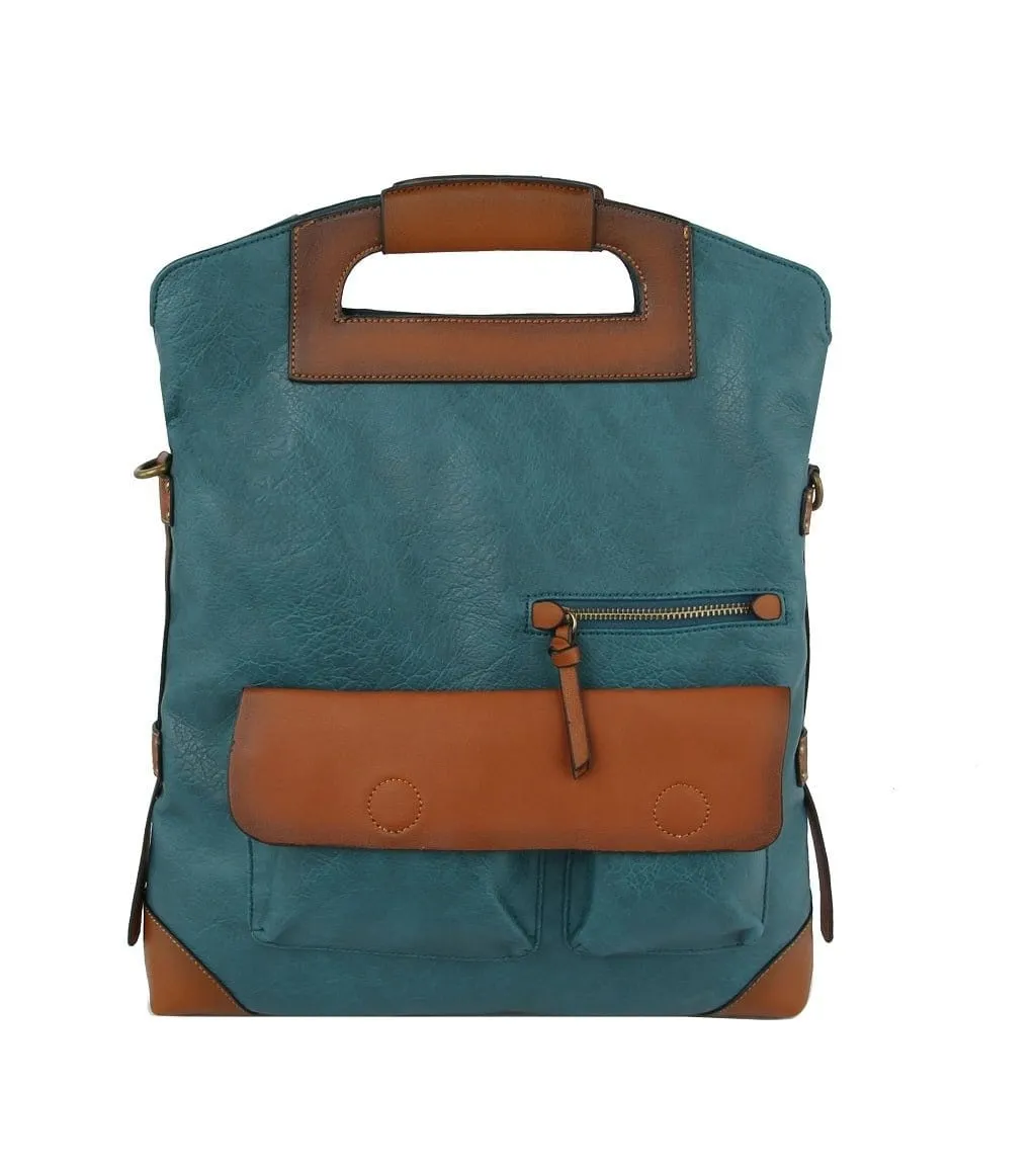 CMS023 Fashion Colorblock Convertible Backpack