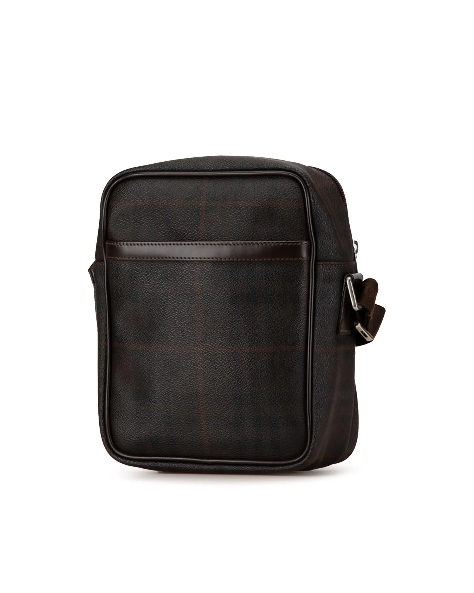 Coated Canvas Crossbody Bag with Leather Trim and Adjustable Strap