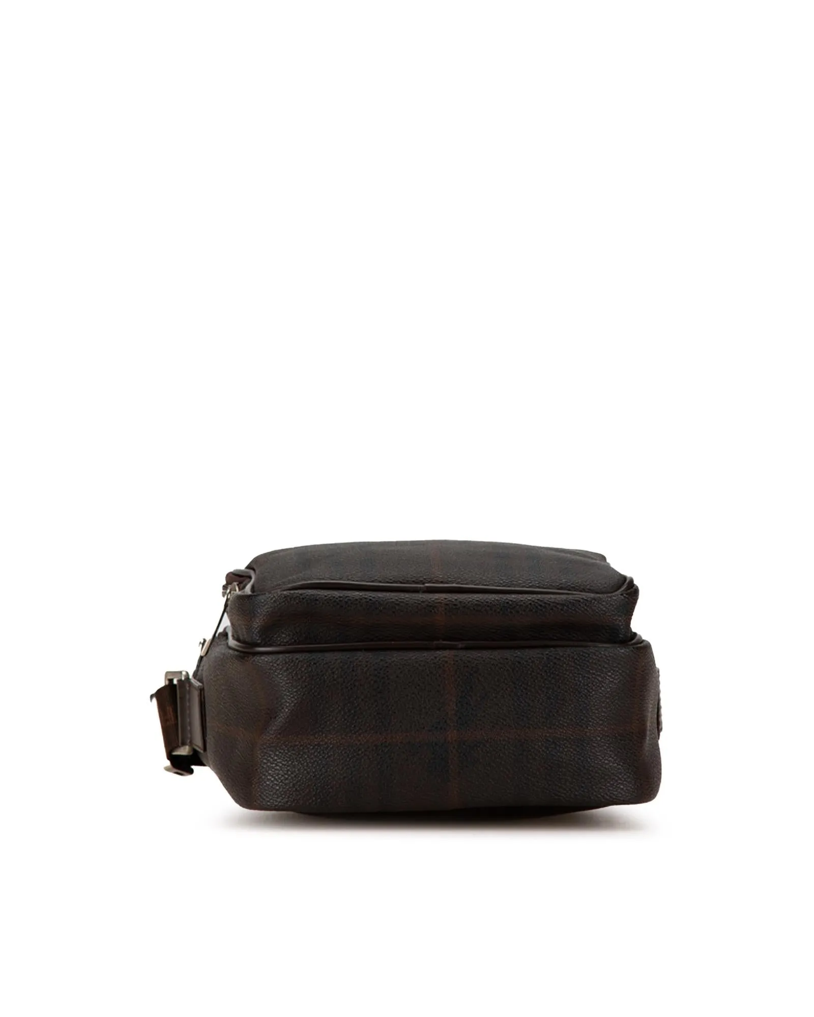 Coated Canvas Crossbody Bag with Leather Trim and Adjustable Strap