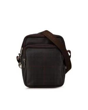 Coated Canvas Crossbody Bag with Leather Trim and Adjustable Strap