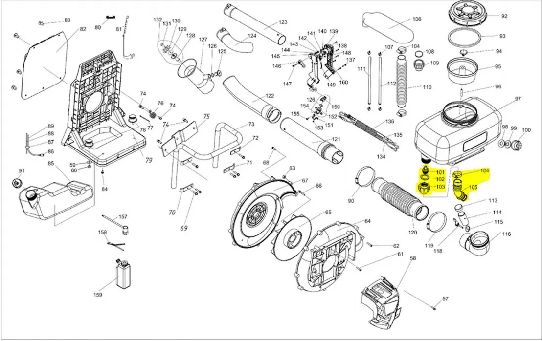 Connector Flange Tube for TMD14 Backpack Fogger (Part 101-105)