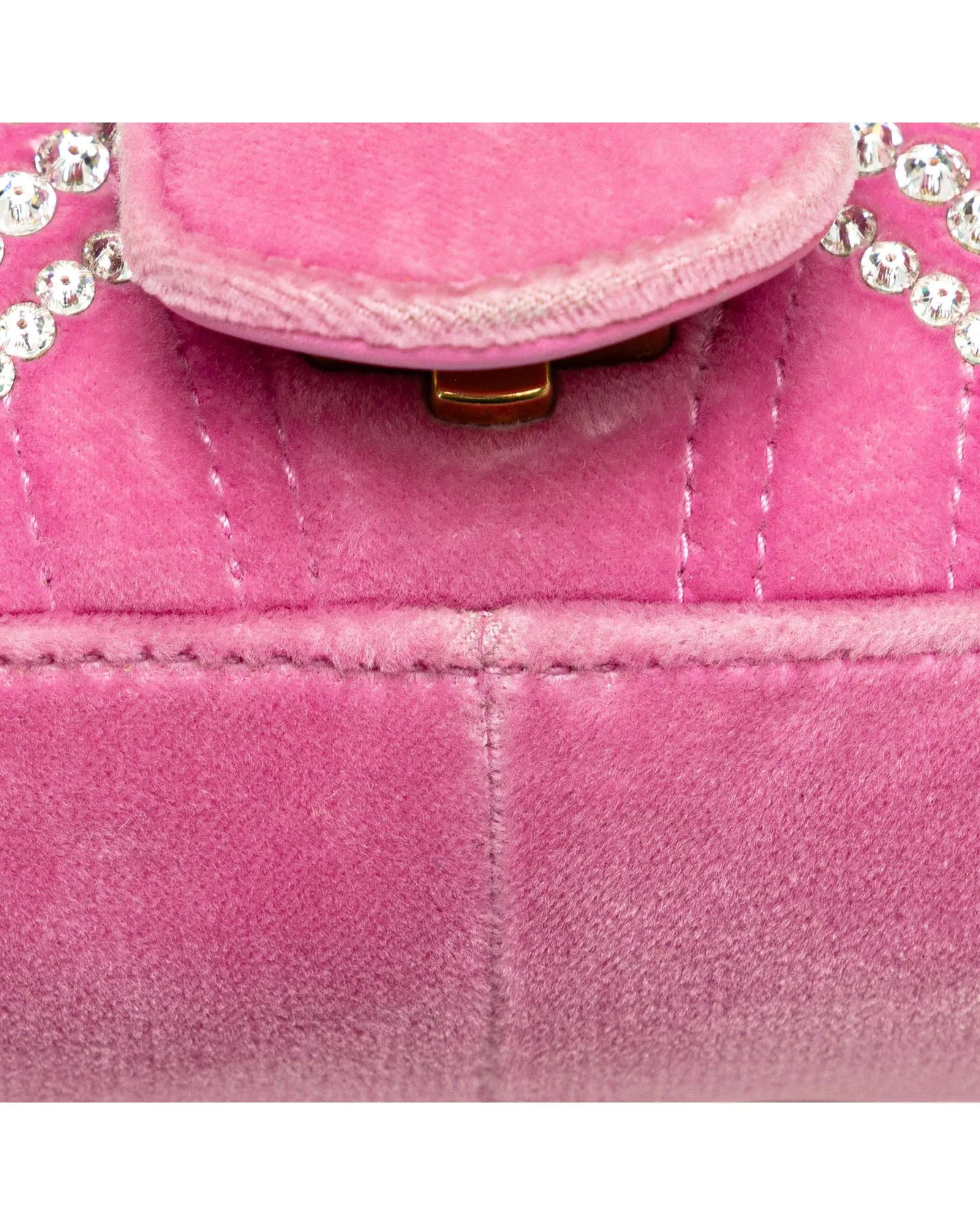 Crystal-Embellished Quilted Velvet Crossbody Bag