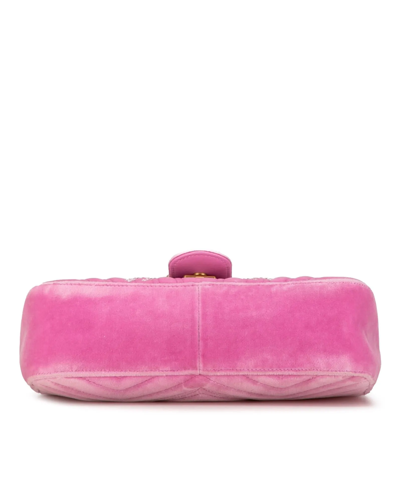 Crystal-Embellished Quilted Velvet Crossbody Bag