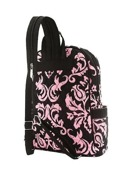DAQ2716 Quilted Damask Zippered Backpack