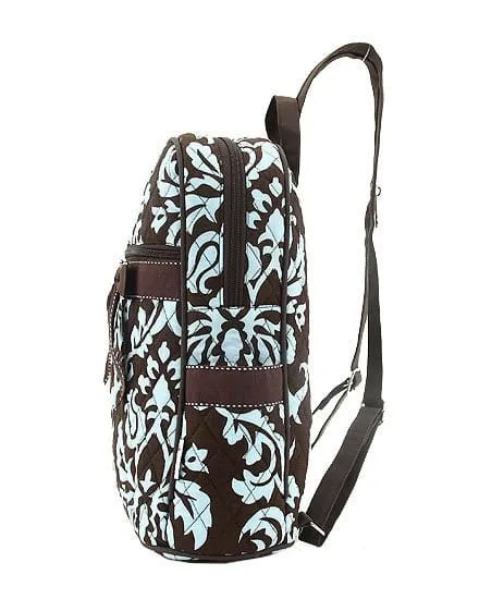 DAQ2716 Quilted Damask Zippered Backpack