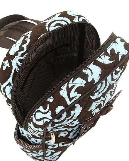 DAQ2716 Quilted Damask Zippered Backpack