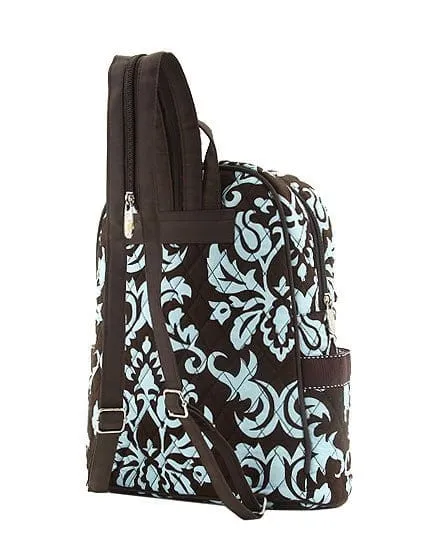 DAQ2716 Quilted Damask Zippered Backpack