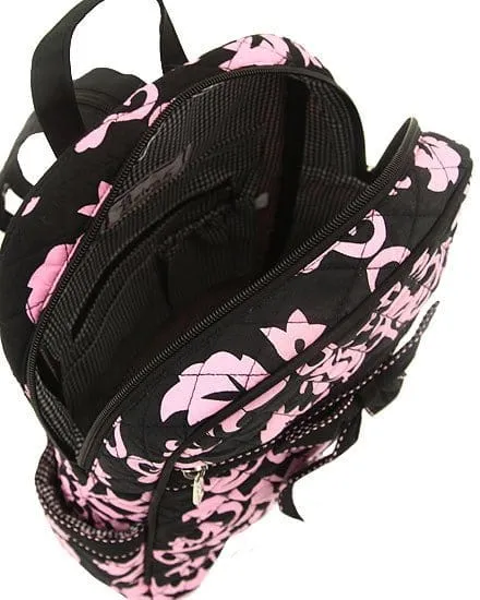 DAQ2716 Quilted Damask Zippered Backpack