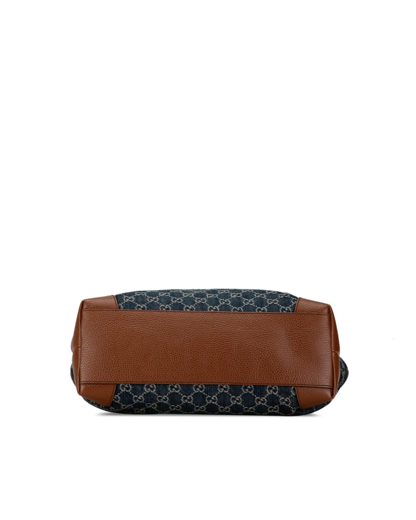 Denim and Leather Tote Bag with Interior Pockets
