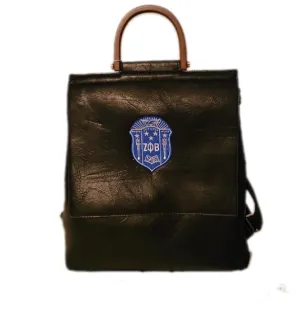 Embroidered Zeta Phi Beta Wooden Top Handle Convertible Backpack