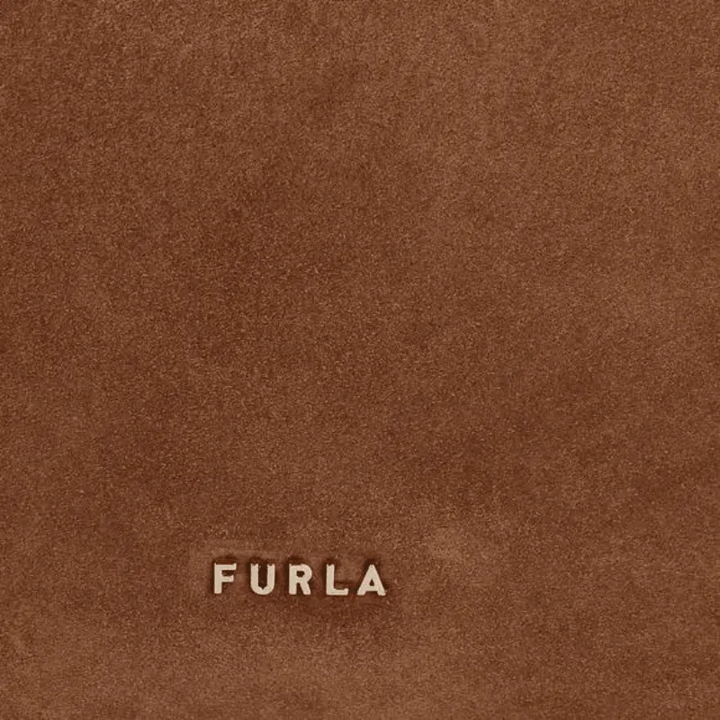 Furla Margherita Suede Medium Shoulder Bag - Cognac   Nero