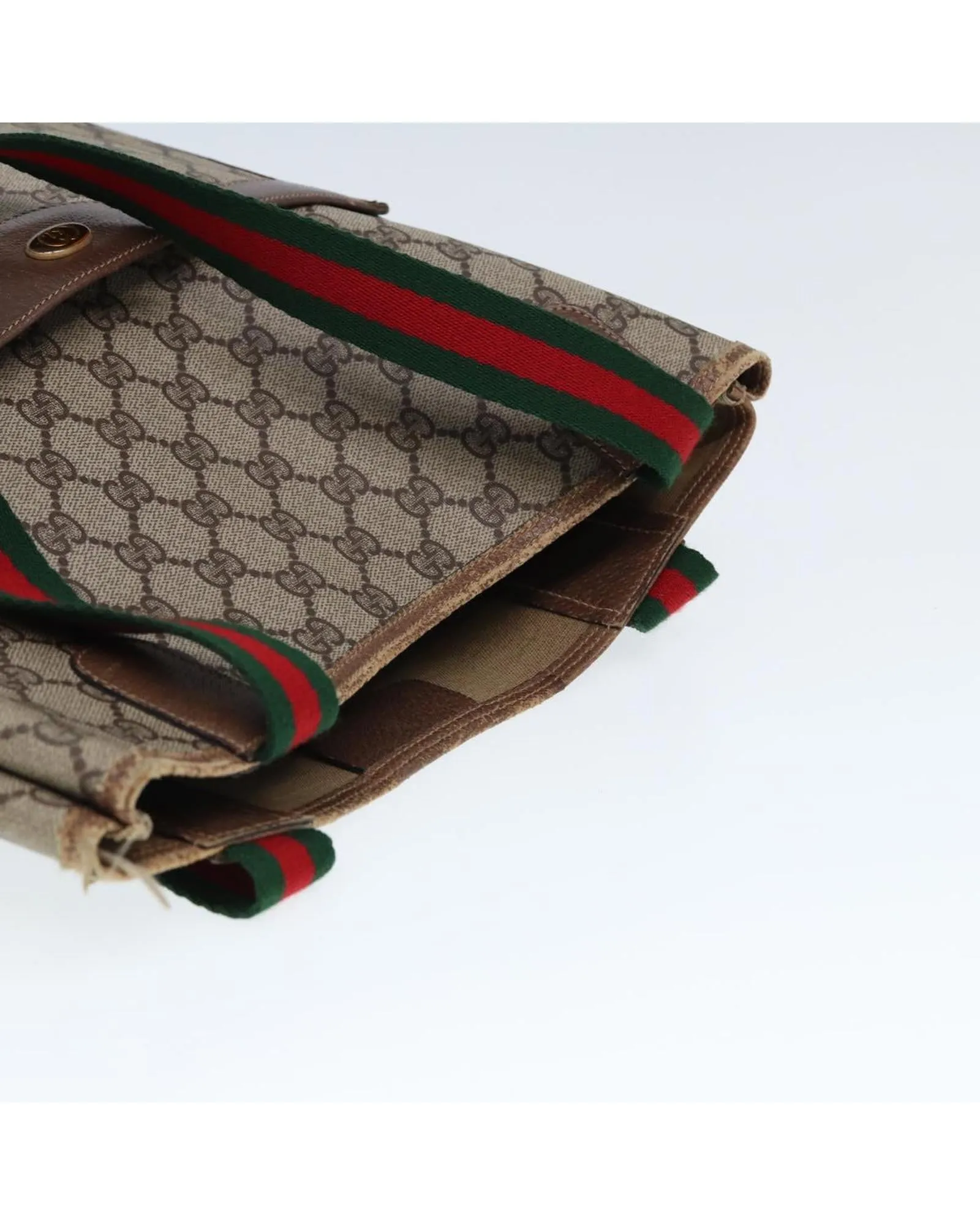 GG Canvas Web Sherry Line Tote Bag - Beige Green Red